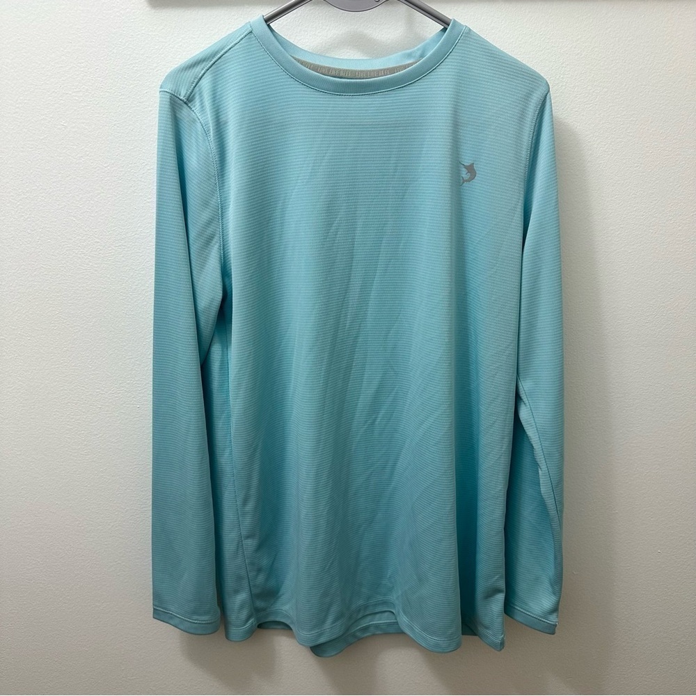Boys Reel Legends Aqua Blue Long Sleeve Pullover Fishing Shirt Size XXL (18)